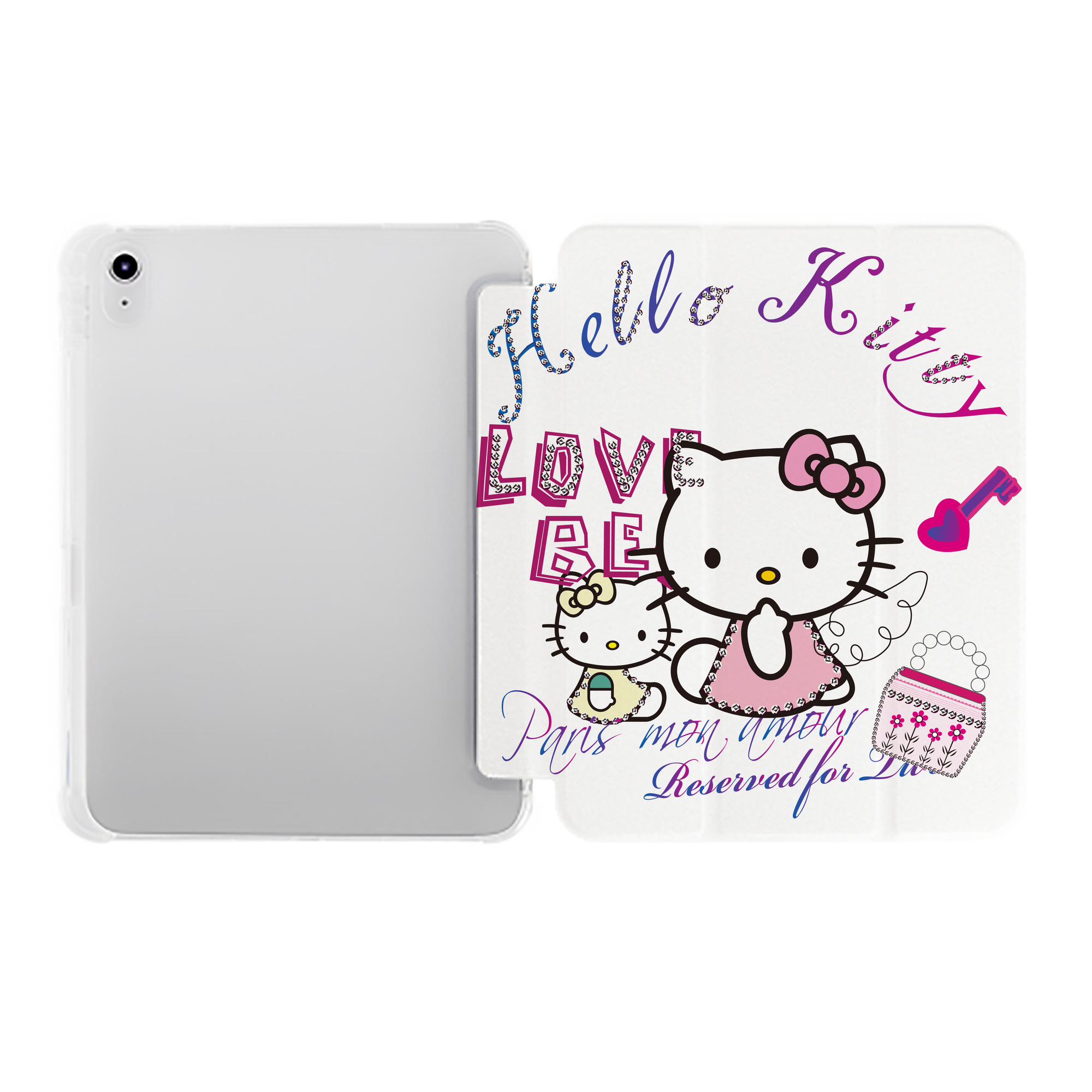 （画像用） Hello Kitty ハローキティ IPad ケース ペン収納付き 三つ折りスタンド PUレザー×シリコン 対応機種9.5/10.5/10.9インチ